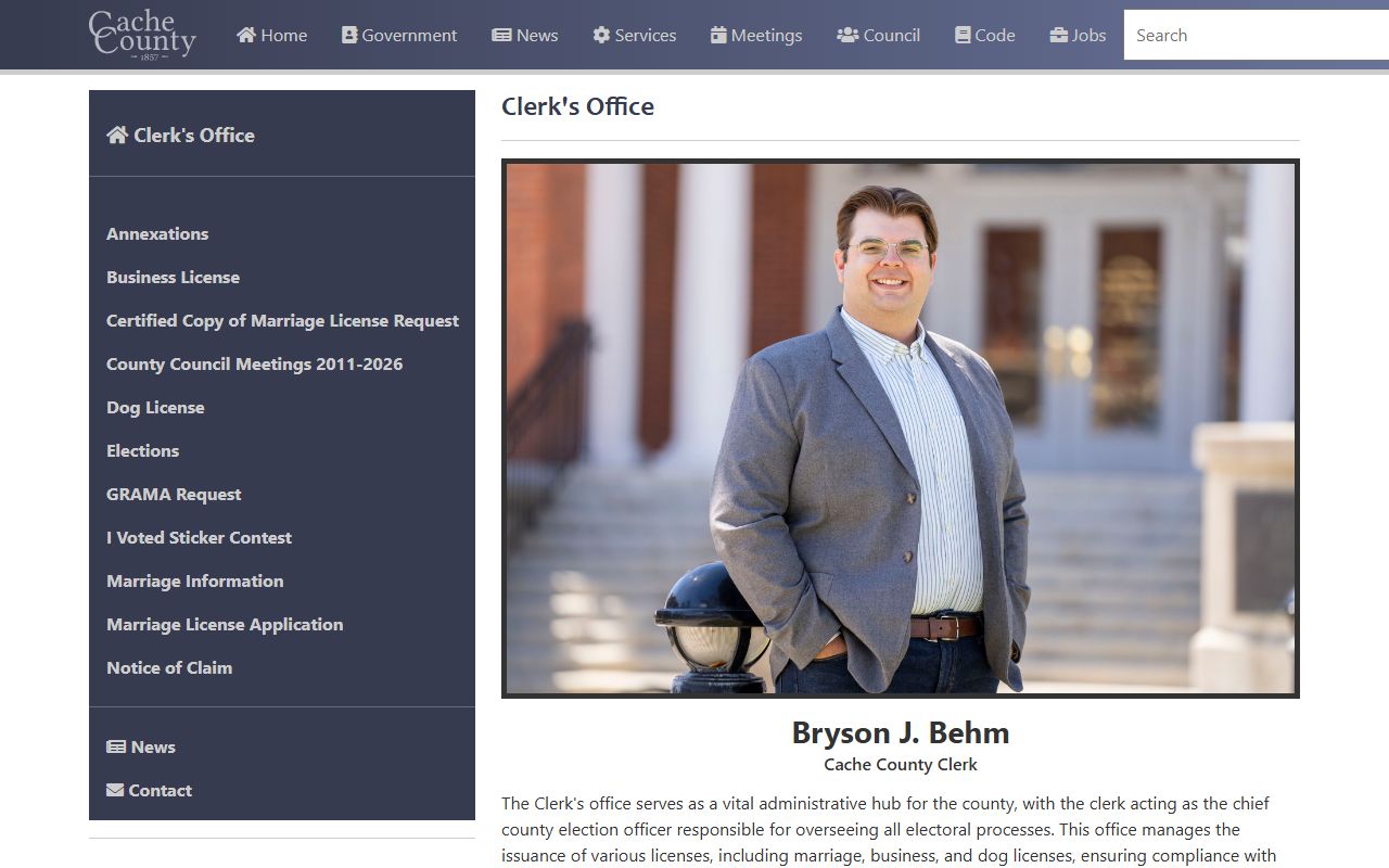 Cache County obituary research at the Cache County Clerk office