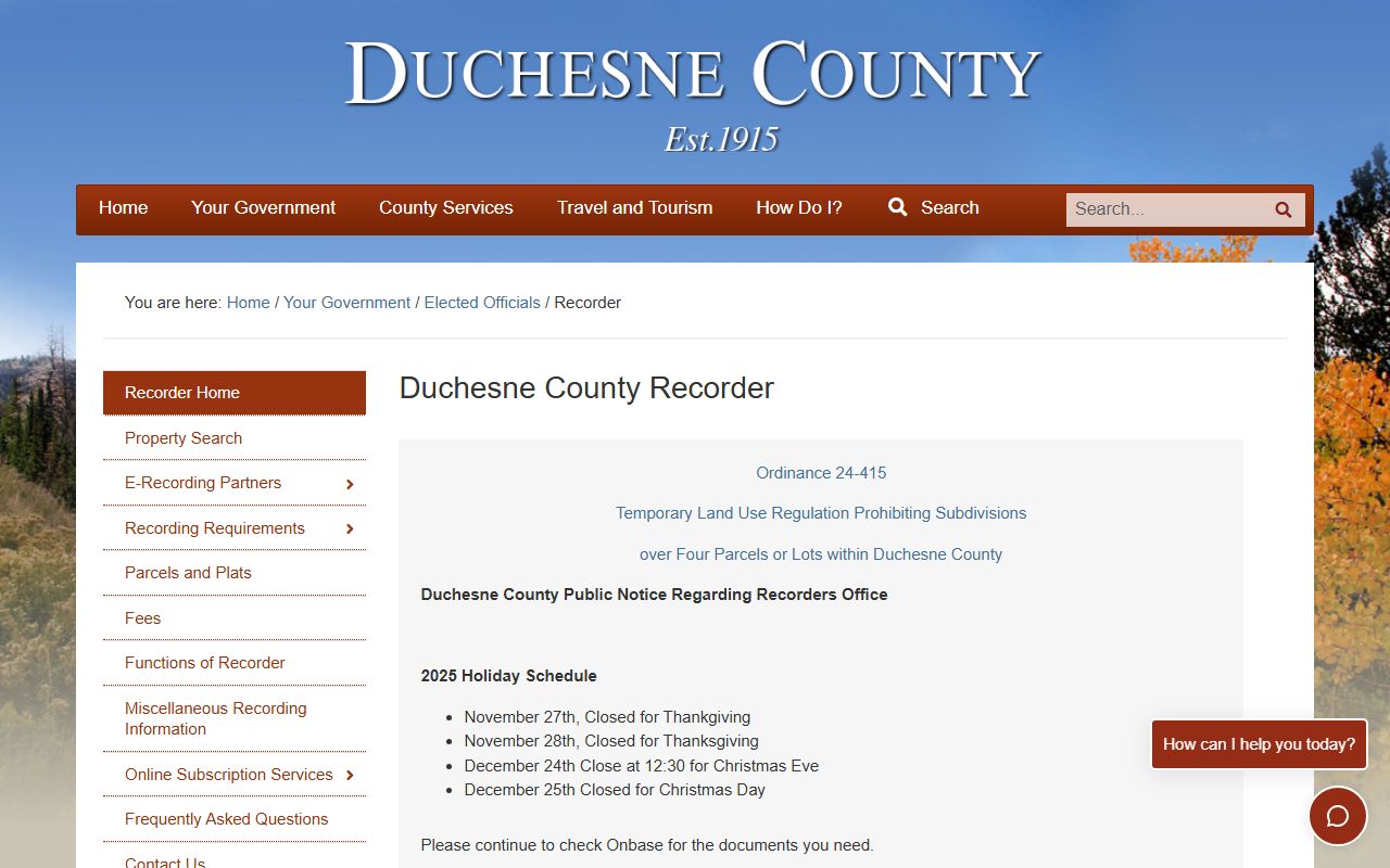 Duchesne County obituary research at the Duchesne County Recorder office