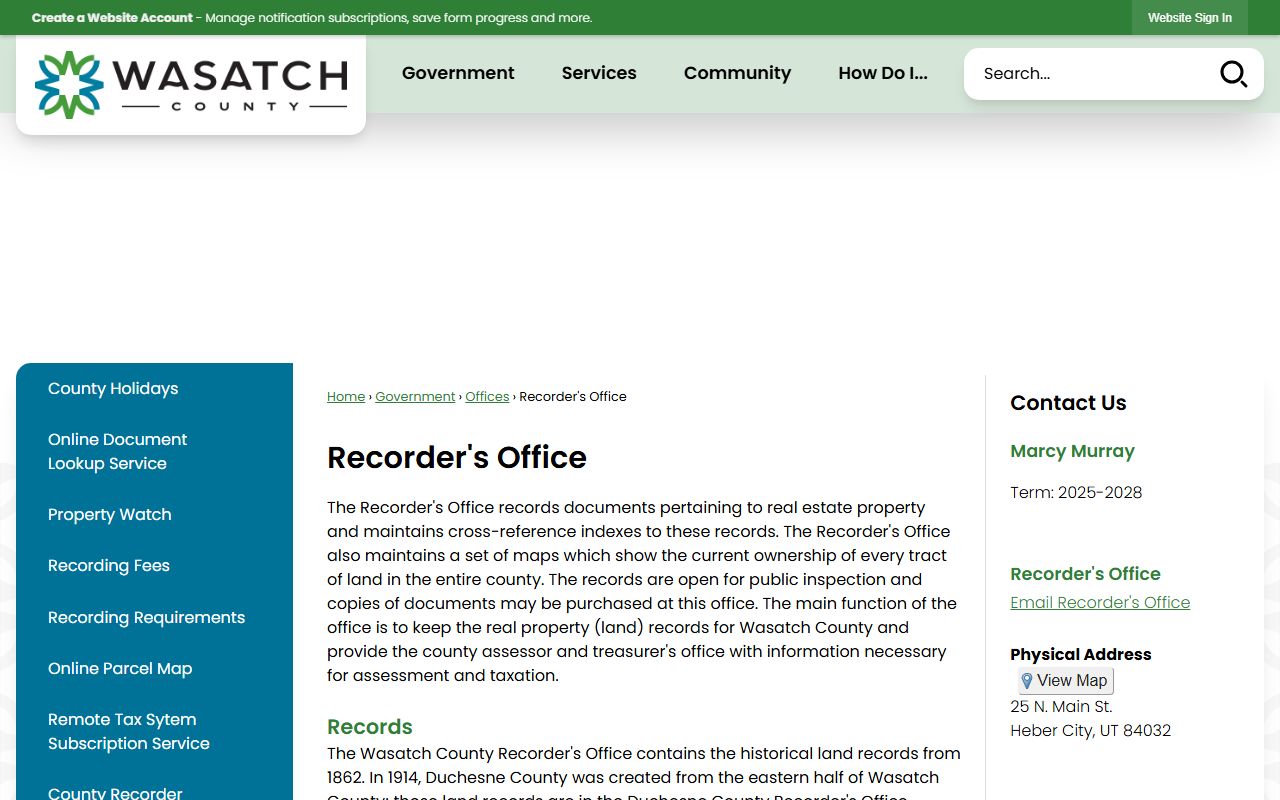 Wasatch County obituary research at the Wasatch County Recorder office