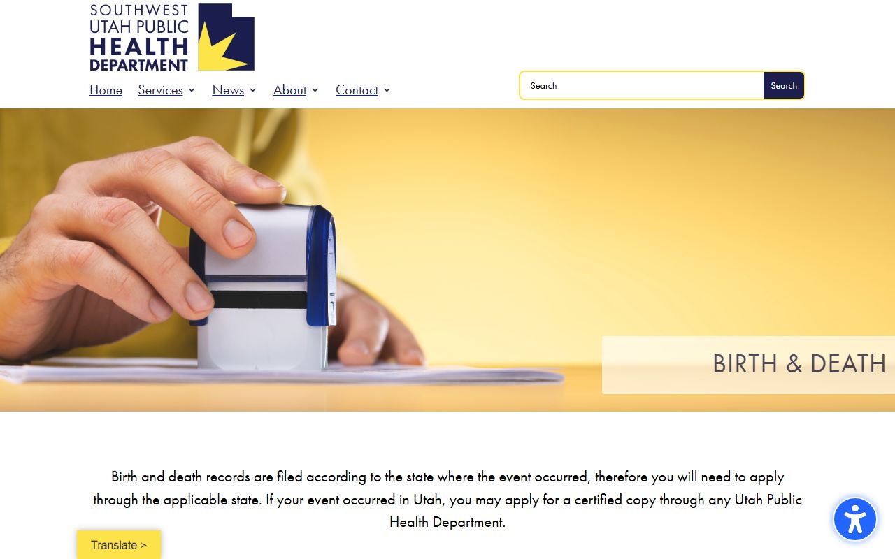 Utah obituary record source from Southwest Utah Public Health records